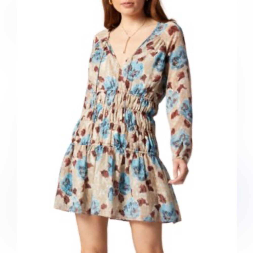 Joie Aminah 100% silk floral delicate Swiss dot mini dress Size small
